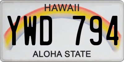 HI license plate YWD794