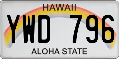 HI license plate YWD796