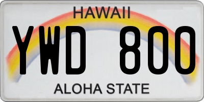 HI license plate YWD800