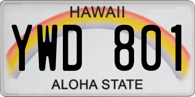 HI license plate YWD801