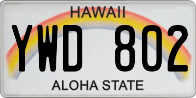 HI license plate YWD802