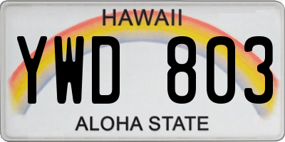 HI license plate YWD803
