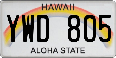 HI license plate YWD805