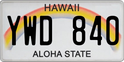 HI license plate YWD840
