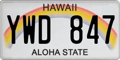 HI license plate YWD847