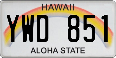HI license plate YWD851