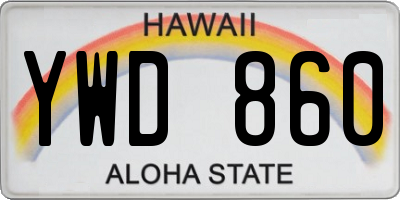 HI license plate YWD860