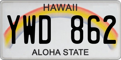HI license plate YWD862