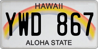 HI license plate YWD867