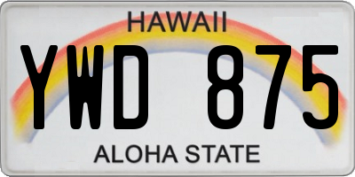 HI license plate YWD875