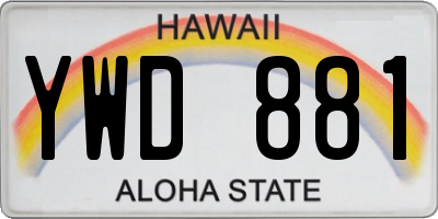 HI license plate YWD881