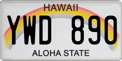 HI license plate YWD890