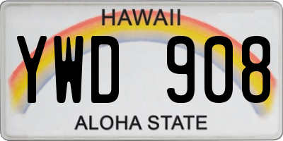 HI license plate YWD908