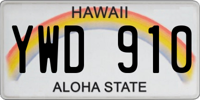 HI license plate YWD910