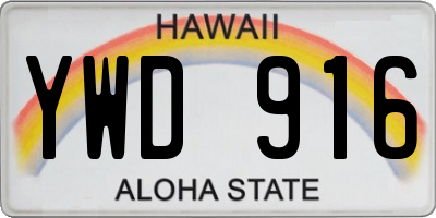 HI license plate YWD916