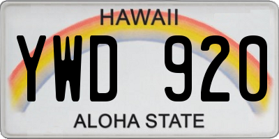 HI license plate YWD920