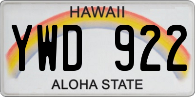 HI license plate YWD922