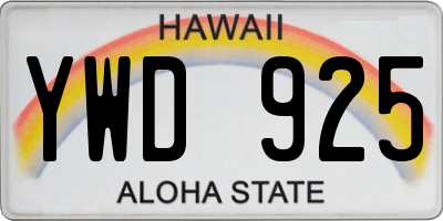 HI license plate YWD925