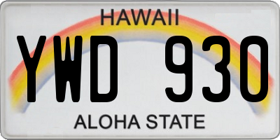 HI license plate YWD930