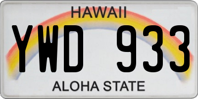 HI license plate YWD933