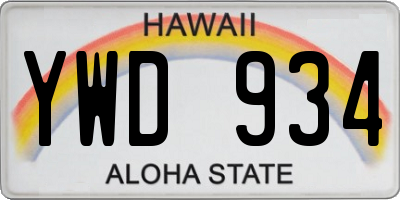 HI license plate YWD934