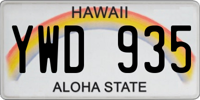 HI license plate YWD935