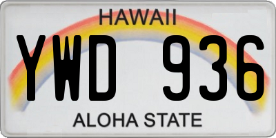 HI license plate YWD936