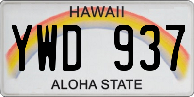 HI license plate YWD937
