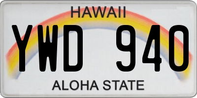 HI license plate YWD940