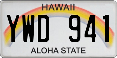 HI license plate YWD941