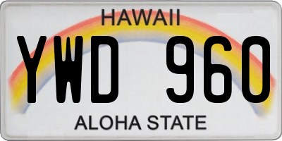 HI license plate YWD960