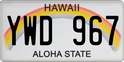 HI license plate YWD967