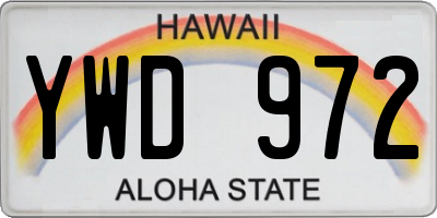 HI license plate YWD972