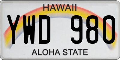 HI license plate YWD980