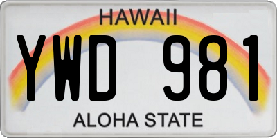 HI license plate YWD981