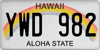 HI license plate YWD982