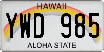 HI license plate YWD985