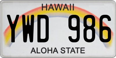 HI license plate YWD986