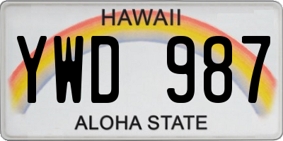 HI license plate YWD987