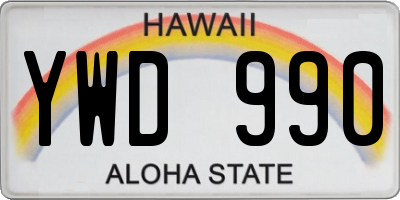 HI license plate YWD990
