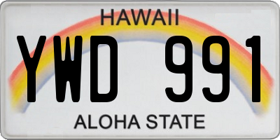 HI license plate YWD991