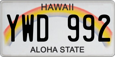 HI license plate YWD992