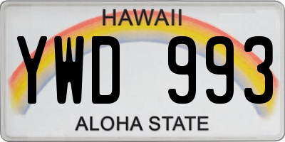 HI license plate YWD993