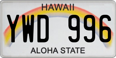 HI license plate YWD996