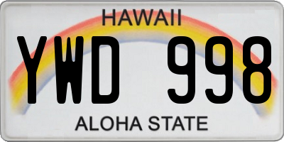 HI license plate YWD998