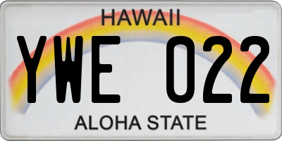 HI license plate YWE022