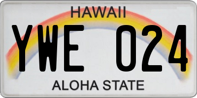 HI license plate YWE024