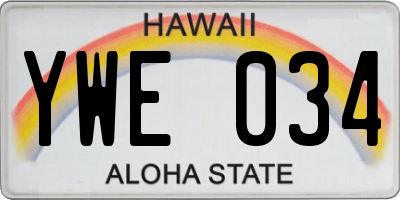 HI license plate YWE034