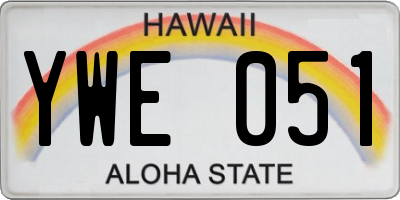 HI license plate YWE051
