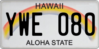 HI license plate YWE080
